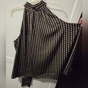 Worthington Black and Gold Striped Dressy Halter Top Size 2X